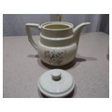 Vintage Ceramic Teapot Set - Floral Tall Pot & Pink Round Pot