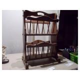 Vintage 2-Tier Wooden Standing Magazine / Book Rack