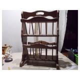 Vintage 2-Tier Wooden Standing Magazine / Book Rack