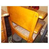 Vintage Wooden Corner Gossip Bench / Telephone Seat with Built-in Shelf