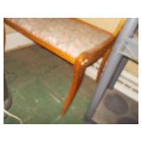 Vintage Wooden Corner Gossip Bench / Telephone Seat with Built-in Shelf