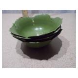 Set of 4 Vintage Green Flower Petal Serving Bowls - Melamine/Plastic