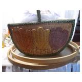 Vintage Sewing & Craft Lot: Patterns, Embroidery Hoops, and Woven Basket