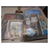 Vintage Sewing & Craft Lot: Patterns, Embroidery Hoops, and Woven Basket