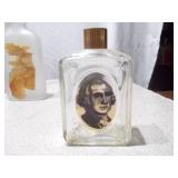 Vintage Collectible Lot: Portrait Liquor Bottle, Glassware & Peacock Decor