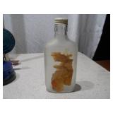 Vintage Collectible Lot: Portrait Liquor Bottle, Glassware & Peacock Decor