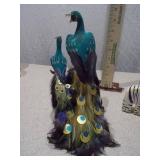 Vintage Collectible Lot: Portrait Liquor Bottle, Glassware & Peacock Decor