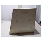 Vintage Metal Two-Tier Bread Box with Fold-Down Door & Floral Detail