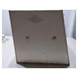 Vintage Metal Two-Tier Bread Box with Fold-Down Door & Floral Detail