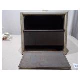 Vintage Metal Two-Tier Bread Box with Fold-Down Door & Floral Detail