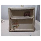 Vintage Metal Two-Tier Bread Box with Fold-Down Door & Floral Detail