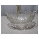 Vintage Jeannette Glass "Lombardi" Gold-Trimmed Bowl with Curled Feet