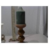 Vintage Ceramic Vase Collection & Wooden Candle Pillar Set