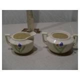 Vintage Floral Porcelain Creamer and Lidded Sugar Bowl Set