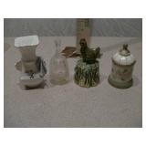 Vintage Ceramic Bird Bell and Miniature Collectibles Lot