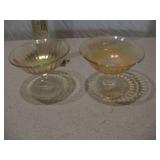 Vintage Marigold Iridescent Glass Footed Dessert Cups - Set of 2