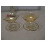 Vintage Marigold Iridescent Glass Footed Dessert Cups - Set of 2