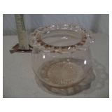 Vintage Pink Depression Glass Rose Bowl with Scalloped Edge