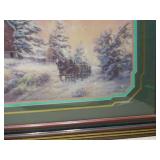 Vintage Framed Winter Landscape Lithograph