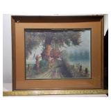 Vintage Framed Landscape Lithograph - Signed Thomas Kinkade
