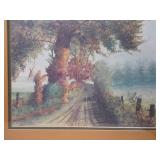 Vintage Framed Landscape Lithograph - Signed Thomas Kinkade