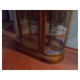 Vintage Curved Glass China Hutch with Mirror Back