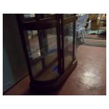 Vintage Curved Glass China Hutch with Mirror Back
