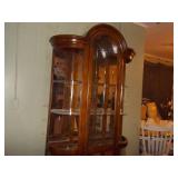 Vintage Curved Glass China Hutch with Mirror Back