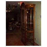 Vintage Curved Glass China Hutch with Mirror Back