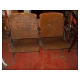Vintage Two-Seat Folding Theater Bench