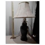 Vintage Black Ribbed Ceramic Table Lamp