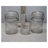 Vintage Wire-Bail Glass Canning Jars - Lot of 3