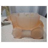 Vintage Ceramic Fan Vase and Frosted Glass Planter