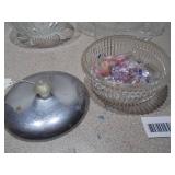 Pressed Glass Serving Set & Metal Accessories - 3 Pieces