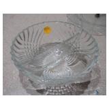 Pressed Glass Serving Set & Metal Accessories - 3 Pieces