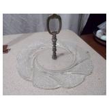 Pressed Glass Serving Set & Metal Accessories - 3 Pieces