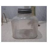 Vintage Glass Jar & Pressed Glass Serving Dish - 3 Pieces