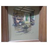 Lot of 2 Framed Prints - Paul Porter "Home By The Hearth" & Debbi Wetzel Garden Scene