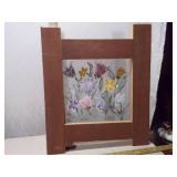 Lot of 2 Vintage Textile Art Pieces - Needlepoint Sampler & Floral Screen Art