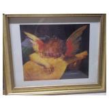 Lot of 2 Vintage Framed Prints - Shirley Temple Sunday News & Musical Angel Cherub