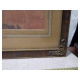 Lot of 2 Vintage Framed Prints - Beagle Puppies & Winter Birch Landscape