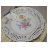 Decorative Porcelain Plates - Reticulated Borders & Gold-Tone Accents
