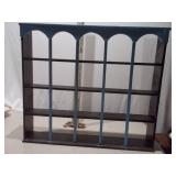 Vintage 20-Slot Arched Wall Display Shelf - Blue & Dark Wood Finish