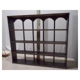 Vintage 20-Slot Arched Wall Display Shelf - Blue & Dark Wood Finish