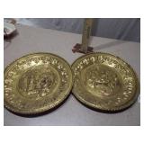 Pair of Ornate Embossed Metal Decorative Wall Plates