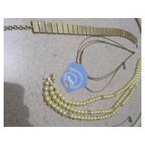 Vintage Jewelry Collection - Faux Pearls, Bracelets, & Ornate Hair Clip