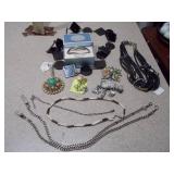 Large Vintage Jewelry & Accessory Lot - Statement Necklaces, Articulated Brooch & Cuff