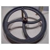 Vintage Cast Iron Flywheel / Industrial Pulley Wheel
