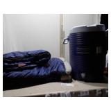 Coleman Sleeping Bag and 5-Gallon Water Jug Beverage Dispenser