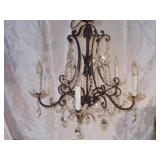 St. Peter Doctor’s Estate: 5-Light Ornate Wrought Iron & Crystal Chandelier